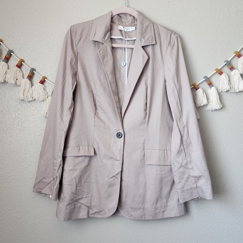Jonathan Simkhai Longline Single Breasted Blazer Brown Neutral Modest Designer 4